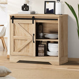 Oikiture Buffet Sideboard Cabinet Pantry Storage Cupboard Sliding Door Natural - Extra Image