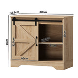 Oikiture Buffet Sideboard Cabinet Pantry Storage Cupboard Sliding Door Natural - Low Angle