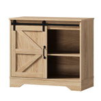 Oikiture Buffet Sideboard Cabinet Pantry Storage Cupboard Sliding Door Natural, image 3