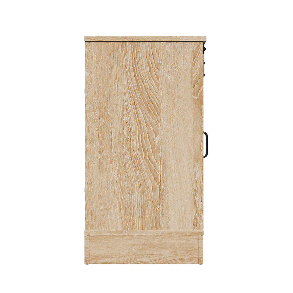 Oikiture Buffet Sideboard Cabinet Pantry Storage Cupboard Sliding Door Natural