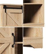 Oikiture Buffet Sideboard Cabinet Pantry Storage Cupboard Sliding Door Natural - Close-Up Angle
