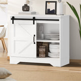Oikiture Buffet Sideboard Cabinet Pantry Storage Cupboard Sliding Door White - Close-Up Angle
