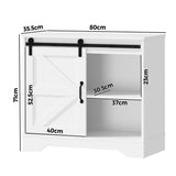 Oikiture Buffet Sideboard Cabinet Pantry Storage Cupboard Sliding Door White - Rear View