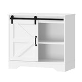 Oikiture Buffet Sideboard Cabinet Pantry Storage Cupboard Sliding Door White - Top-Down View