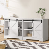 Oikiture 2x Buffet Sideboard Cabinet Storage Cupboard White - Rear View