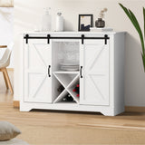 Oikiture Sideboard Buffet Wine Rack Sliding Door 5 Shelves White