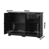Oikiture Buffet Sideboard Kitchen Hallway Drawers Table Black - Top-Down View