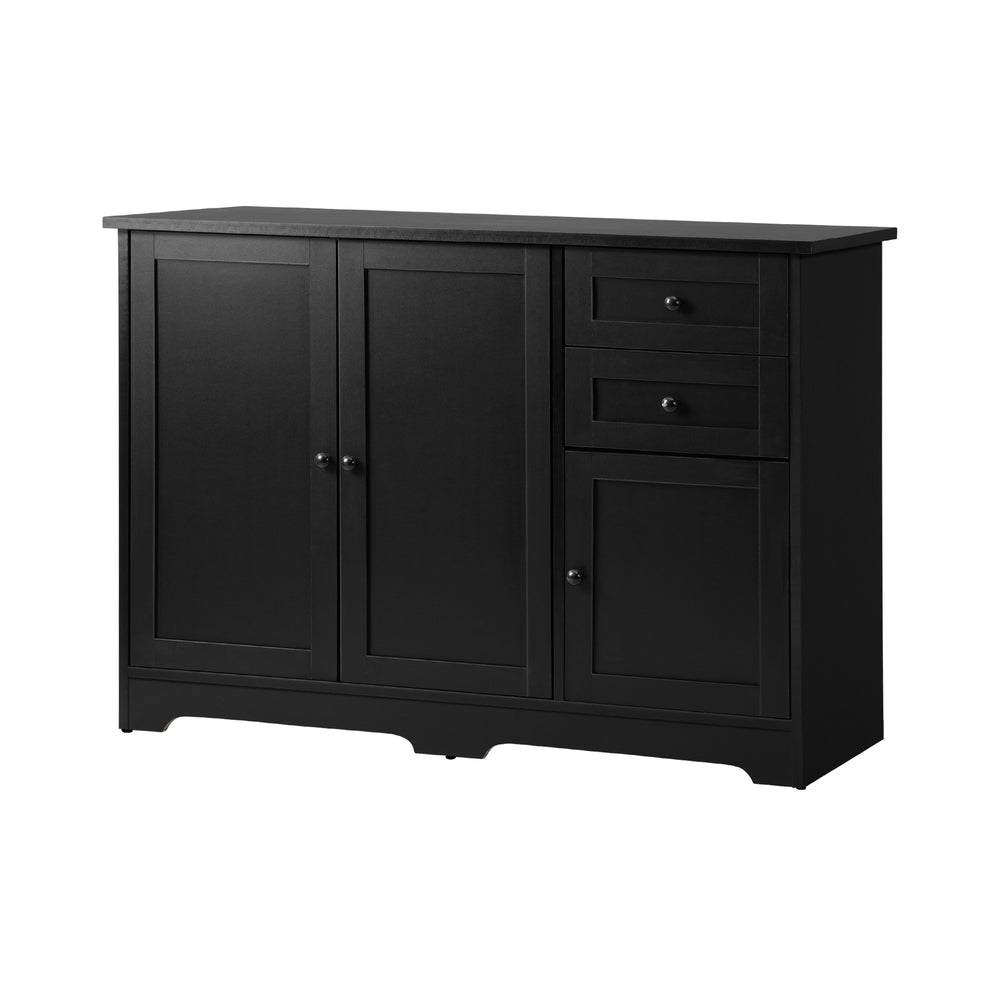 Oikiture Buffet Sideboard Kitchen Hallway Drawers Table Black