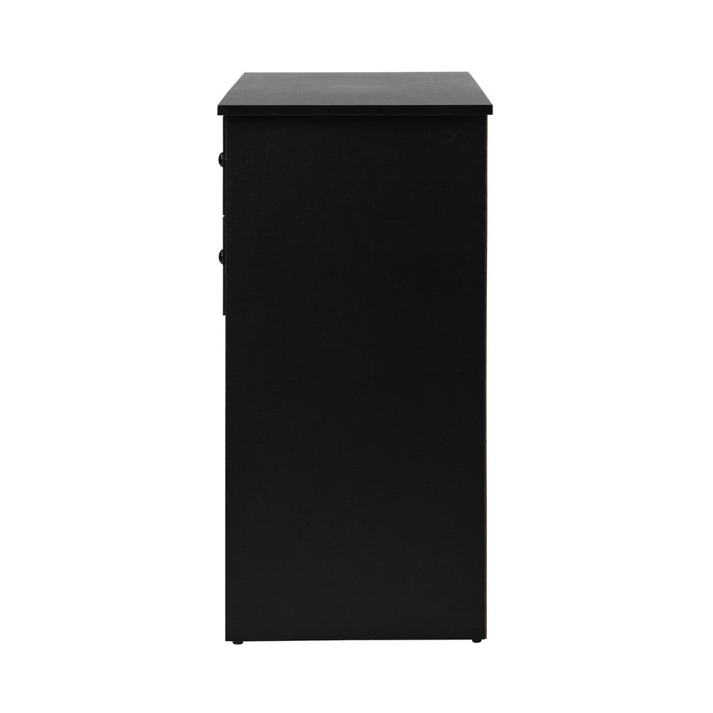 Oikiture Buffet Sideboard Kitchen Hallway Drawers Table Black