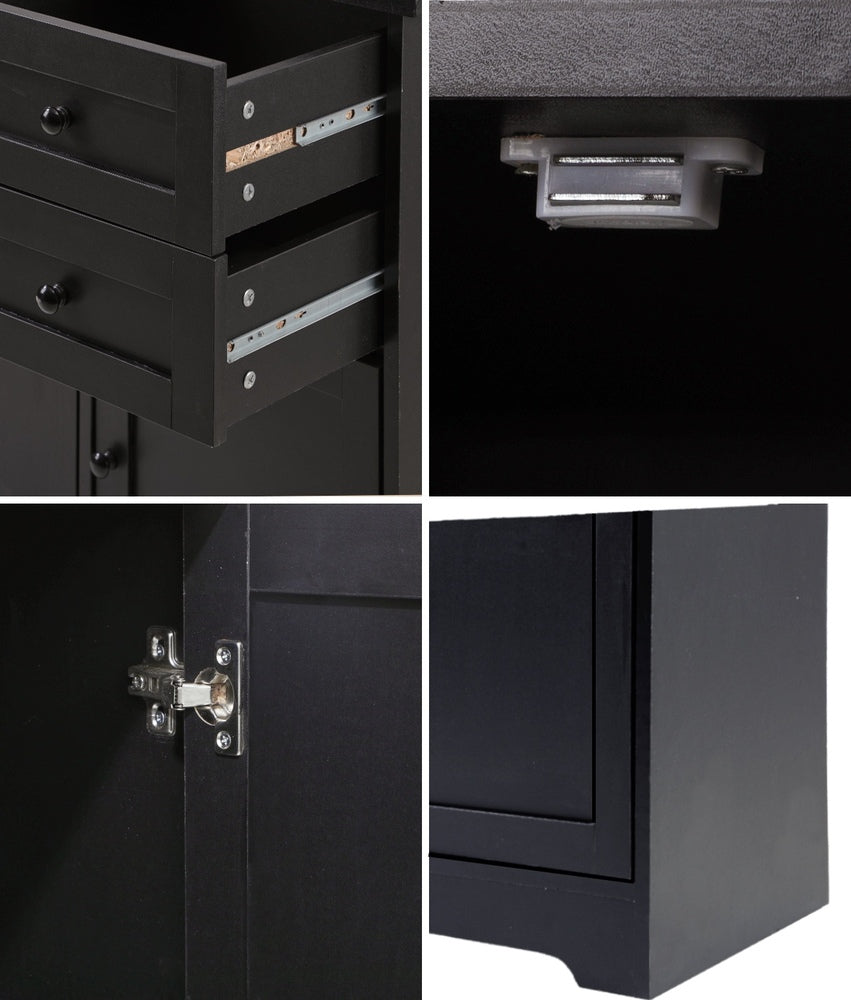 Oikiture Buffet Sideboard Kitchen Hallway Drawers Table Black