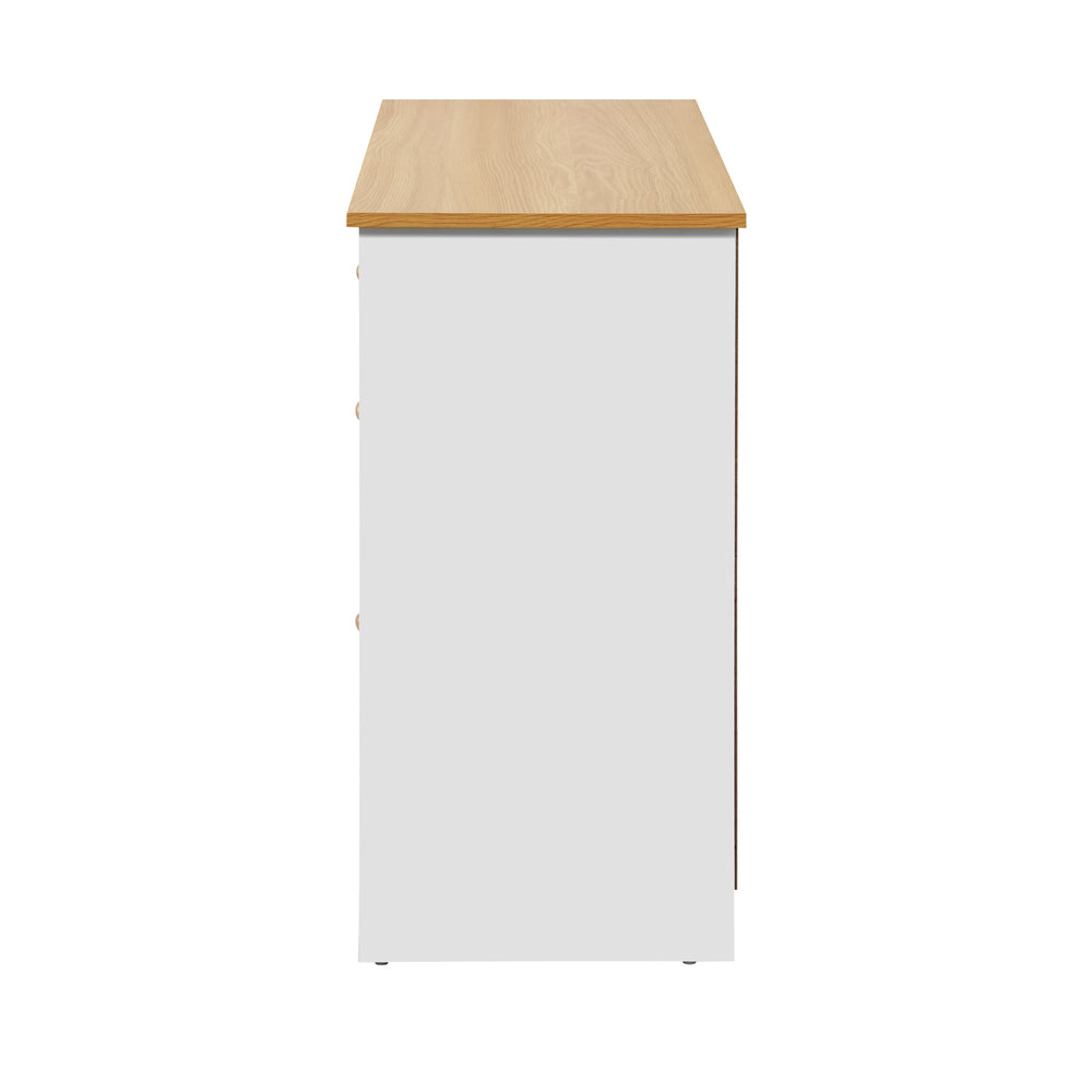 Oikiture Sideboard with 2 Drawers and 2 Cabinet White&Wood