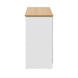 Oikiture Sideboard with 2 Drawers and 2 Cabinet White&Wood - 45-Degree Angle