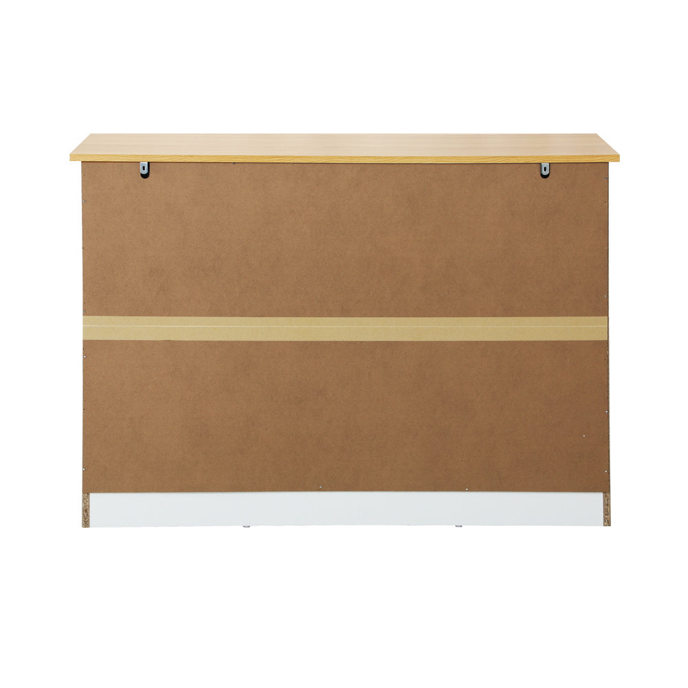 Oikiture Sideboard with 2 Drawers and 2 Cabinet White&Wood