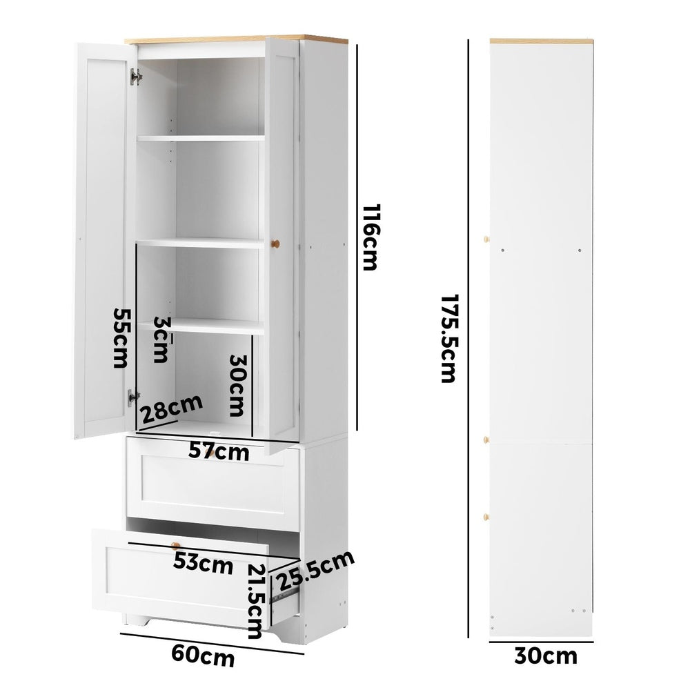 Oikiture Sideboard with Display Shelf and Drawer White