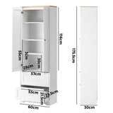 Oikiture Sideboard with Display Shelf and Drawer White - Side View