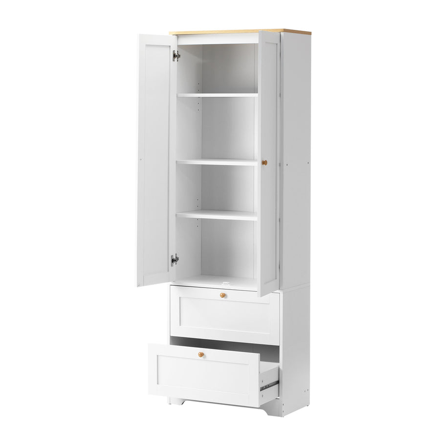 Oikiture Sideboard with Display Shelf and Drawer White, image 4