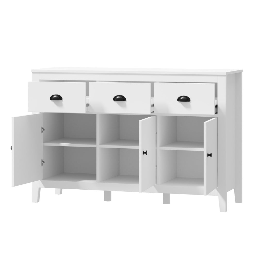 Oikiture Sideboard Buffet Storage Cabinet 3 Doors Cupboard Pantry Kitchen White