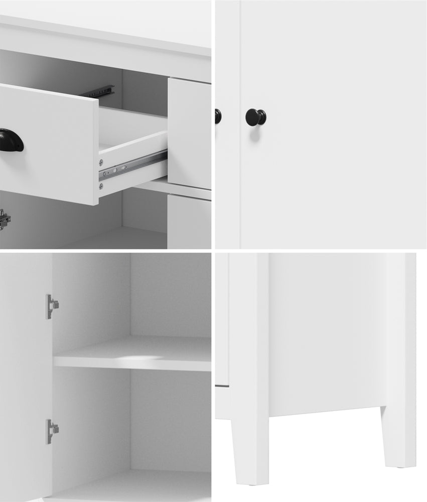 Oikiture Sideboard Buffet Storage Cabinet 3 Doors Cupboard Pantry Kitchen White