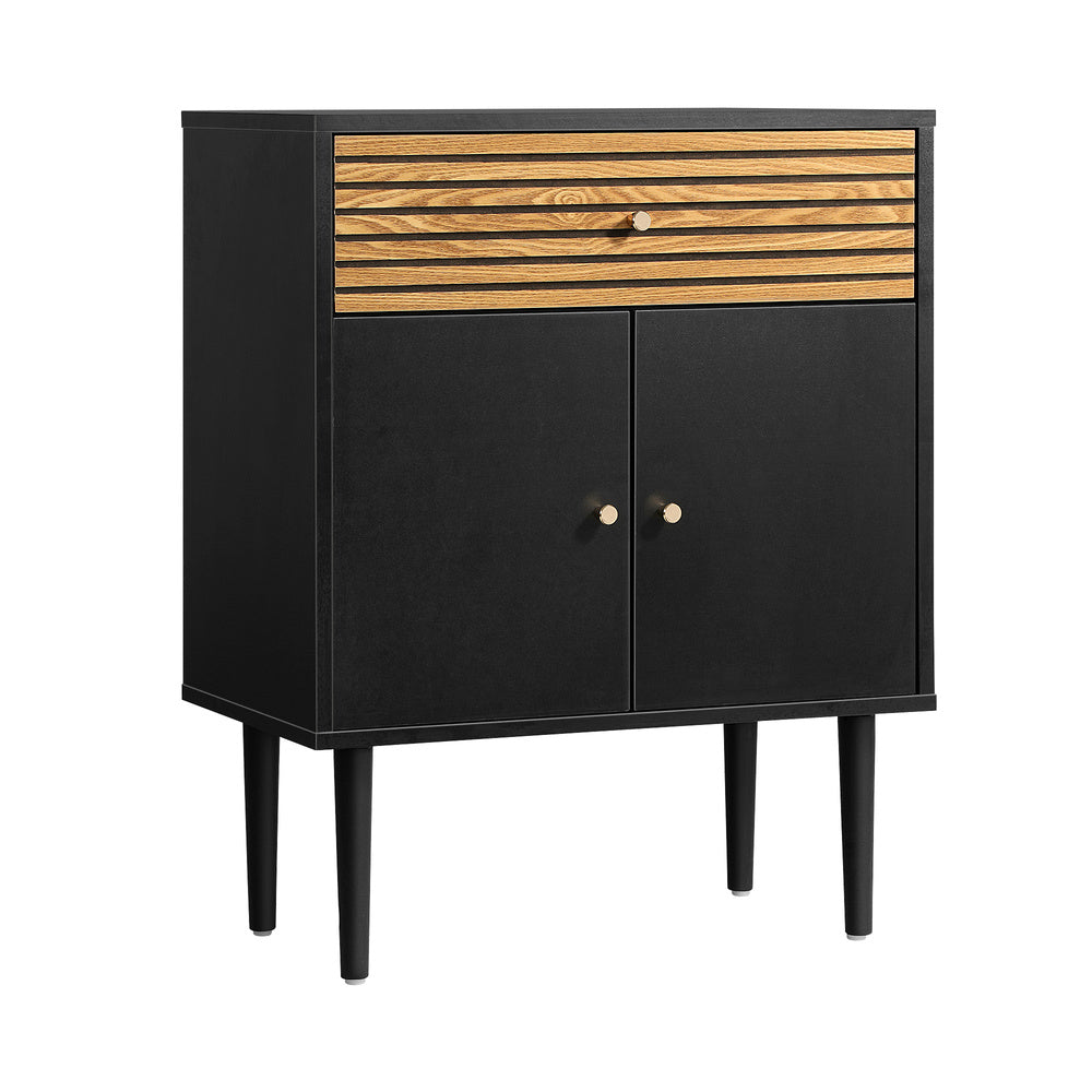 Oikiture Sideboard with Drawer and Cabinet Black&Wooden