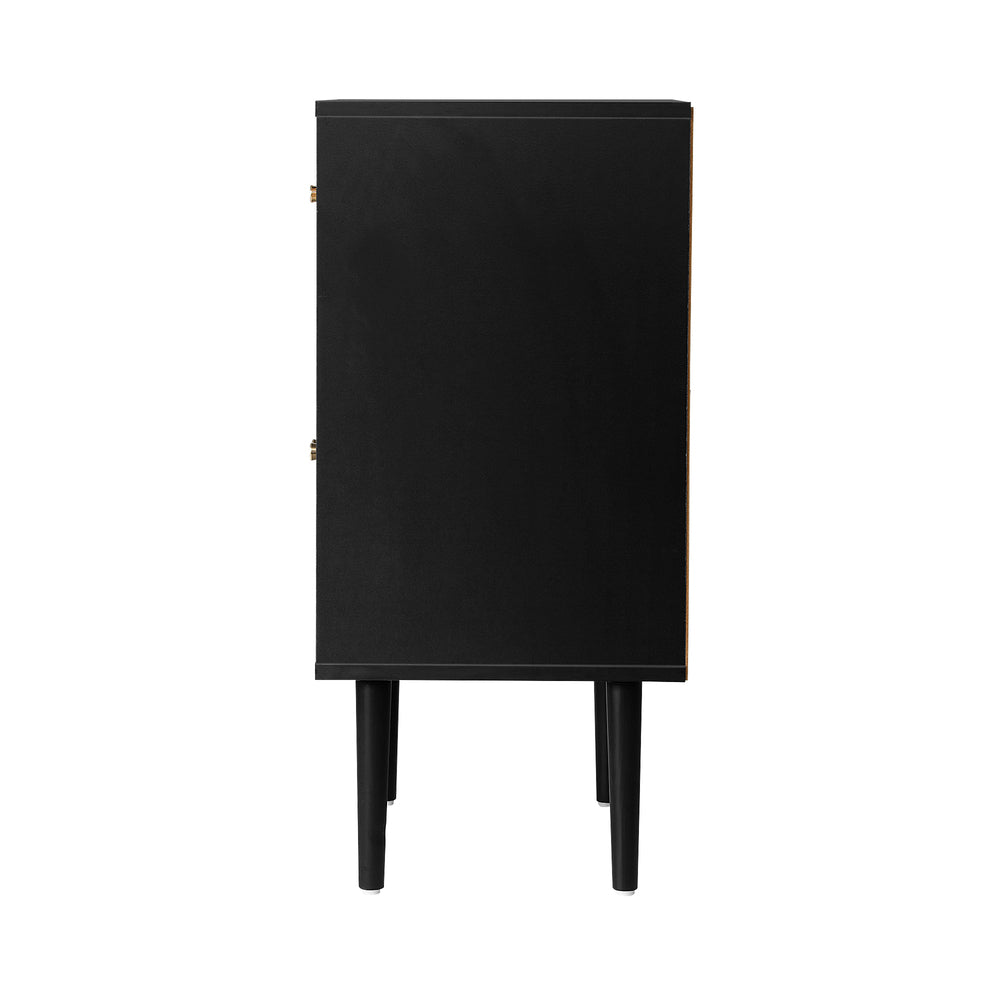 Oikiture Sideboard with Drawer and Cabinet Black&Wooden