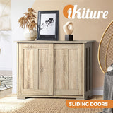 Oikiture Sideboard with Sliding Doors Wooden