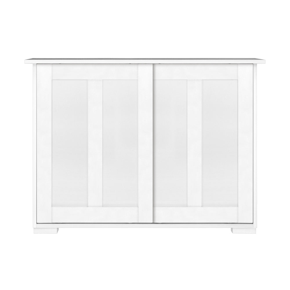 Oikiture Sideboard with Sliding Doors White