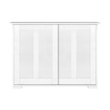 Oikiture Sideboard with Sliding Doors White