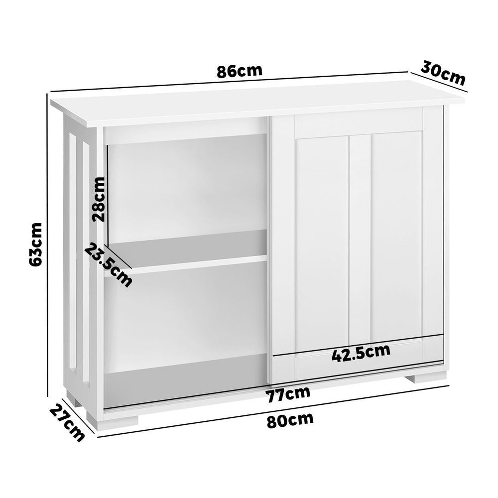 Oikiture Sideboard with Sliding Doors White