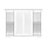 Oikiture Sideboard with Sliding Doors White