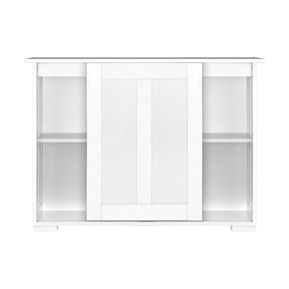 Oikiture Sideboard with Sliding Doors White