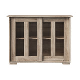 Oikiture Sideboard Buffet Glass Sliding Door Natural