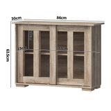Oikiture Sideboard Buffet Glass Sliding Door Natural