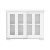 Oikiture Sideboard Buffet Glass Sliding Door White - Low Angle