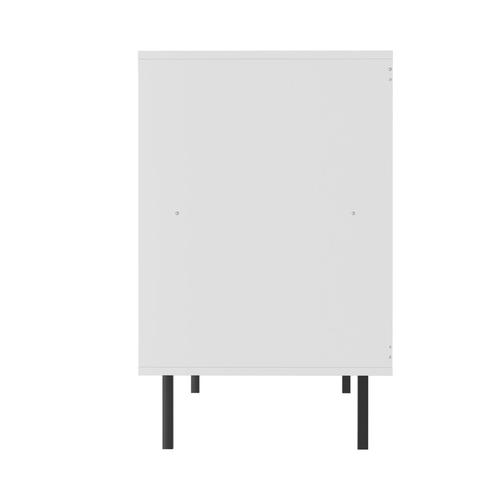 Oikiture Sideboard Buffet Tempered Glass Door 2 Drawers White