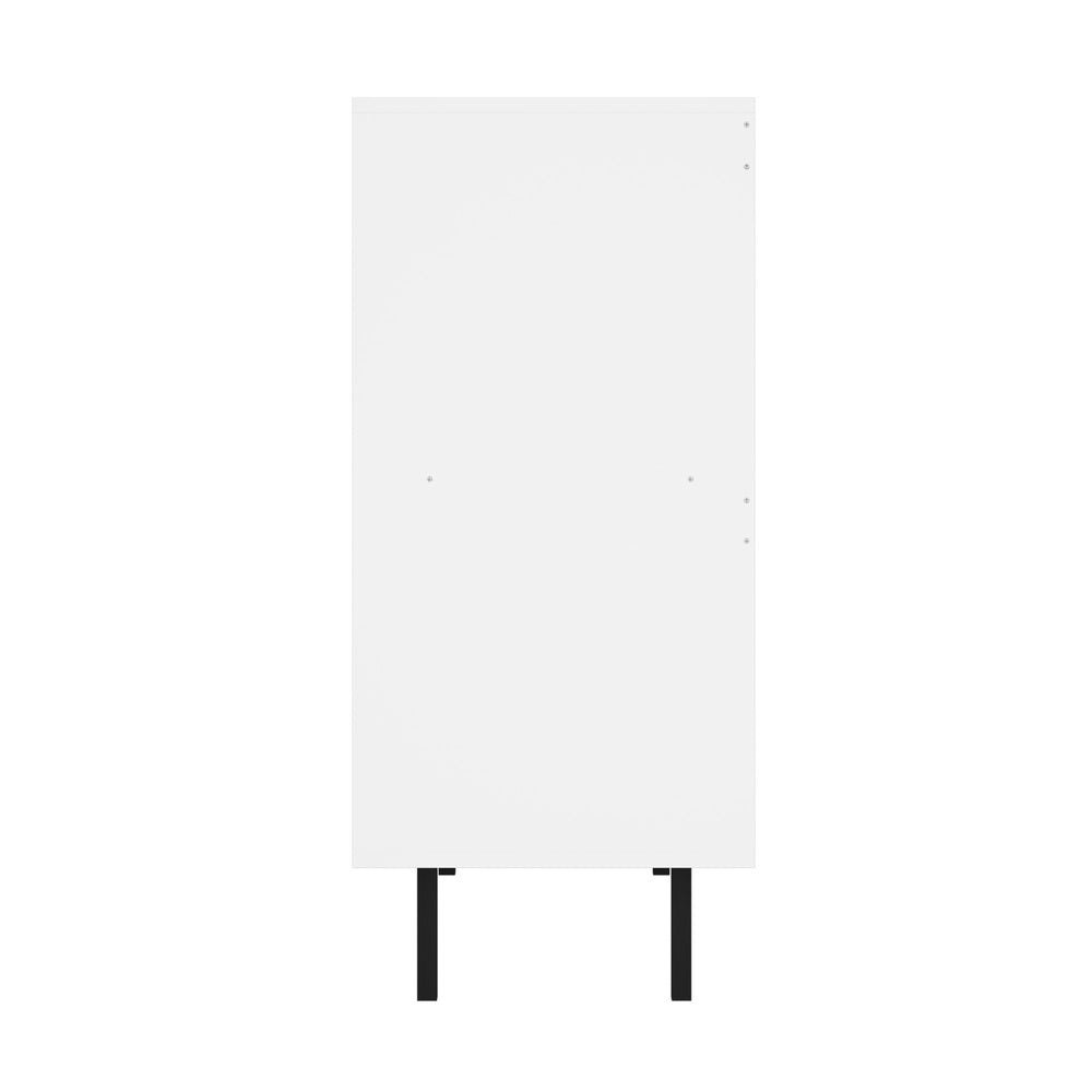 Oikiture Sideboard Tempered Glass Door 2 Drawers White