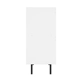 Oikiture Sideboard Tempered Glass Door 2 Drawers White - Side View