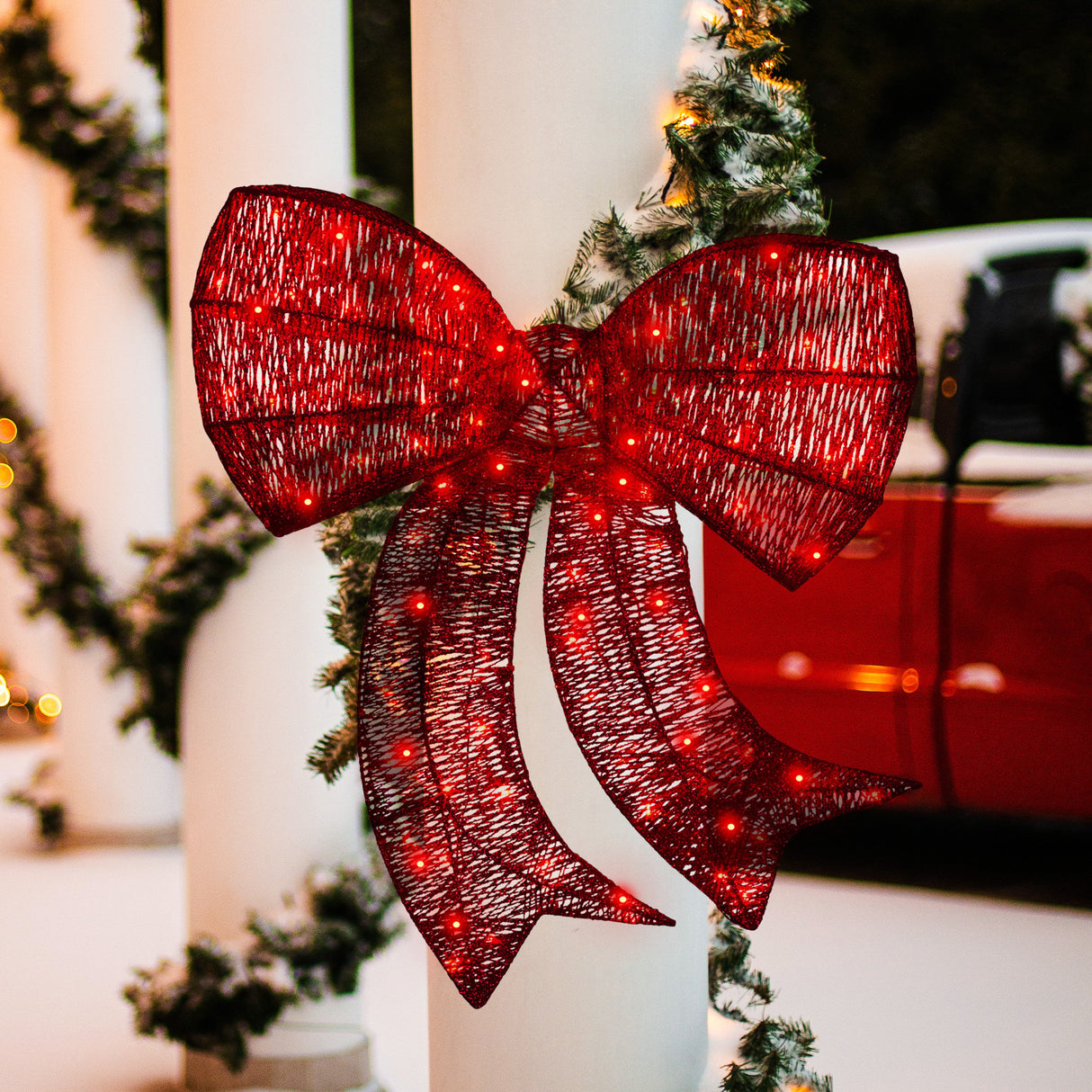 Christmas Display Bow with Lights - 87cm
