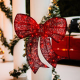 Christmas Display Bow with Lights - 87cm - Close-Up Angle