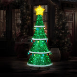 Indoor/Outdoor Tiered Christmas Tree with Lights - 205cm - Close-Up Angle