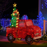 Christabelle 145cm Sparkling Christmas Tree Truck Display Glitter String LED Lights Red - Close-Up Angle
