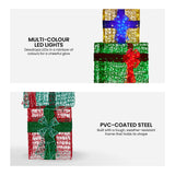 Christabelle 190cm 4-Piece Gift Stack Box Christmas Decoration Bows LED Lights Xmas Display - Top-Down View