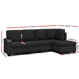 Artiss Modular Sofa Chaise Set 5-seater Dark Grey - Front View