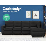 Artiss Modular Sofa Chaise Set 5-seater Dark Grey - Side View