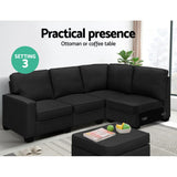 Artiss Modular Sofa Chaise Set 5-seater Dark Grey - Rear View