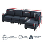 Artiss Modular Sofa Chaise Set 5-seater Dark Grey, image 2
