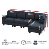 Artiss Modular Sofa Chaise Set 5-seater Dark Grey - Front View