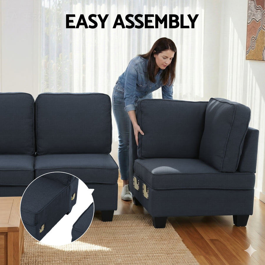 Artiss Modular Sofa Chaise Set 5-seater Dark Grey, image 3