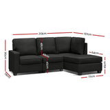 Artiss Modular Sofa Chaise Set 4-seater Dark Grey - Front View
