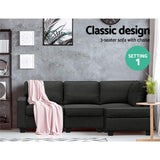 Artiss Modular Sofa Chaise Set 4-seater Dark Grey - Side View