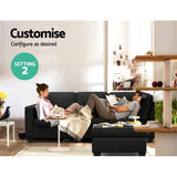 Artiss Modular Sofa Chaise Set 4-seater Dark Grey - Top-Down View